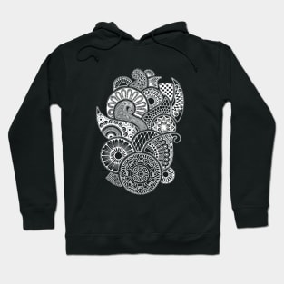 Abstract Mandala design (white on black) Hoodie